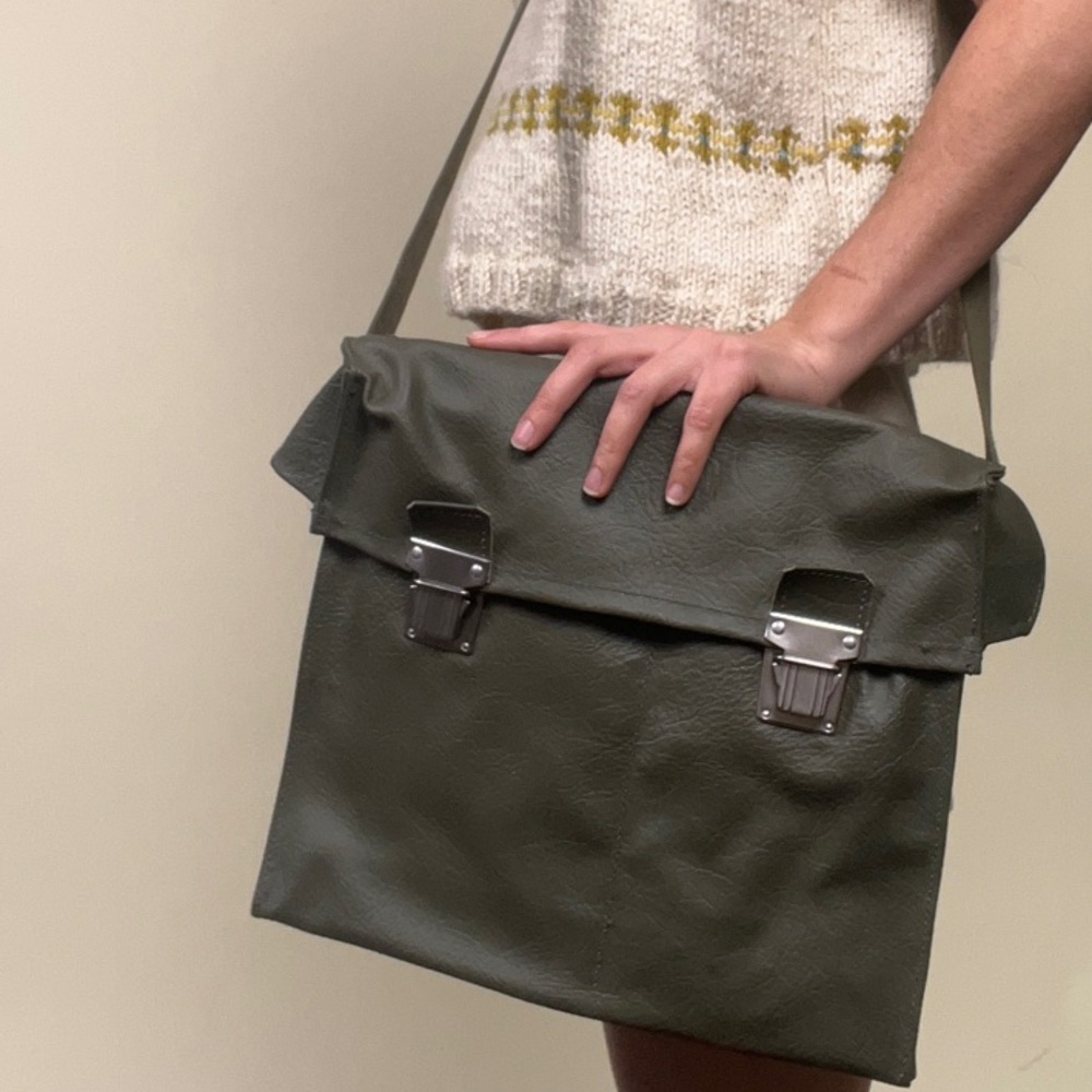 Olive Green Leather Shoulder Bag
